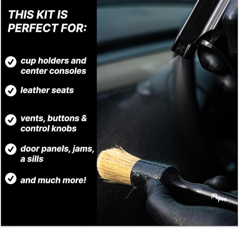 Interior Car Cleaning Kit - Professional Auto Detailing Supplies with Brush for Complete Vehicle Interior Detailing - Car Interior Cleaner Kit for Deep Cleaning. Car Detailing Interior Detailing Kit.
