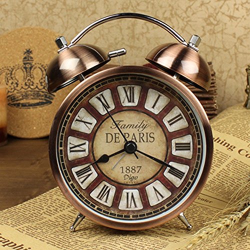 Nikauto Retro Alarm Clock, Vintage Room Clock Home Desk Table Lamp Clock With Ultra Mute Non Ticking Sweep Second Hand Hd Glass Lens Battery Operated (Bronze) #TOP1