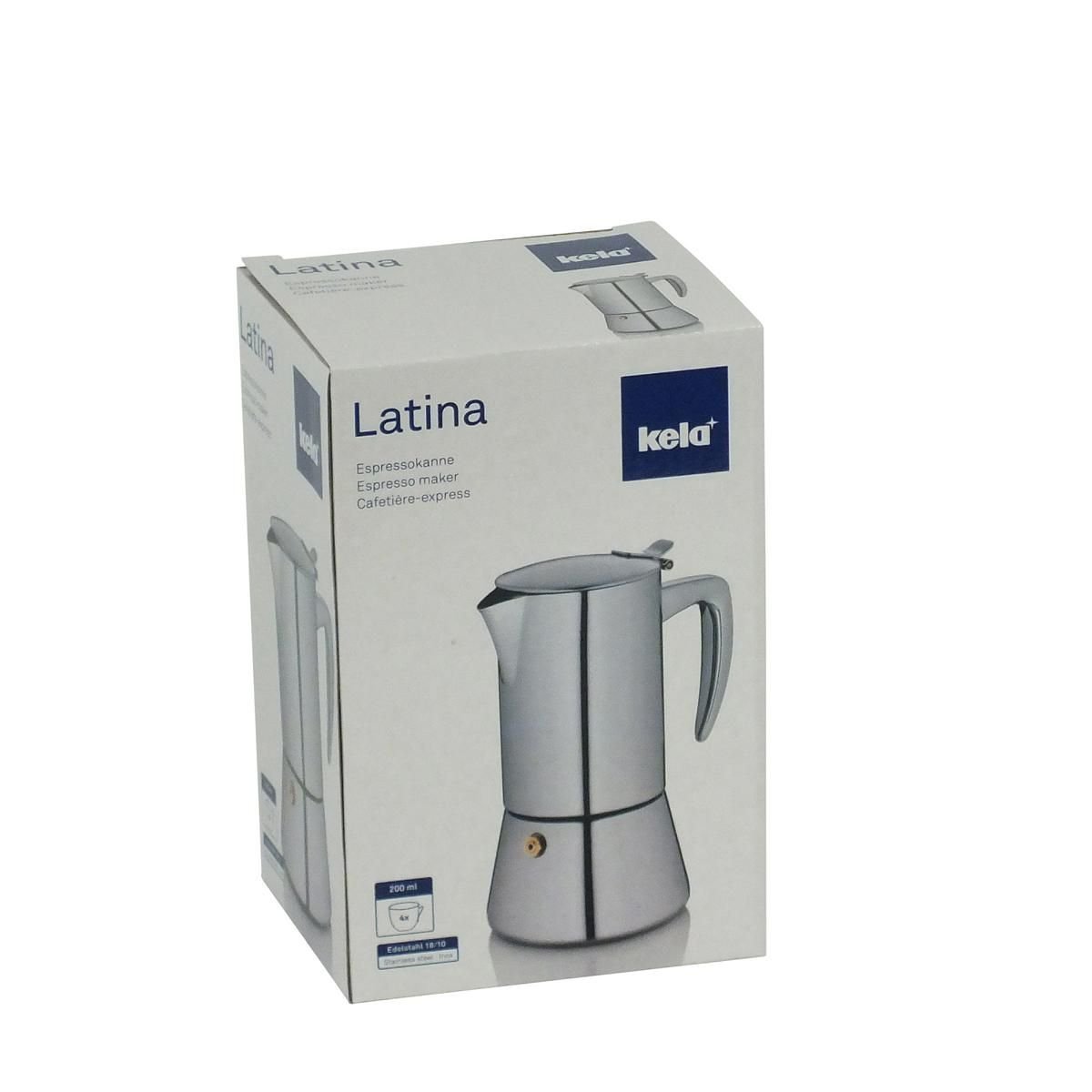 kela 10835 Espressokanne, 4 Tassen, 200 ml, Induktionsgeeignet, Edelstahl, Latina