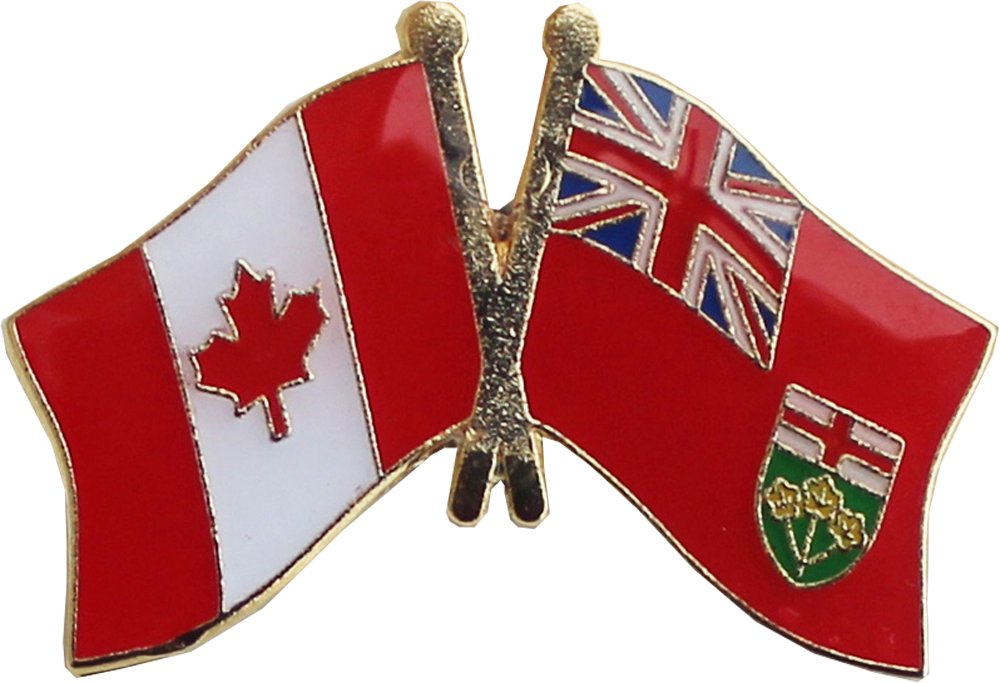 Canada and Ontario Flag Die-struck Metal Canadian Province Friendship Lapel Pin with Butterfly Clasp Closure