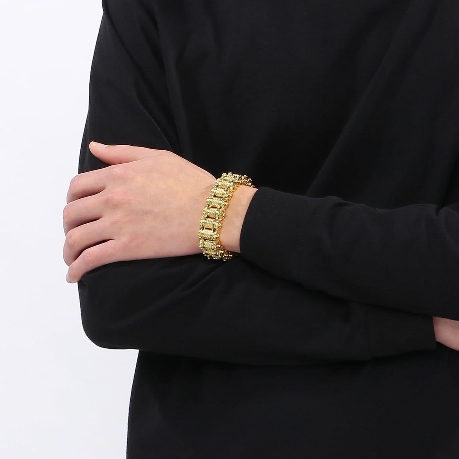 Men's Fashion Personalized Bracelet Titanium Alloy Bangle Cuban Link Curb Chain Bicycle Motorcycle Chain Stainless steel Polished Hip Hop Jewelry Cool Bracelet for Men