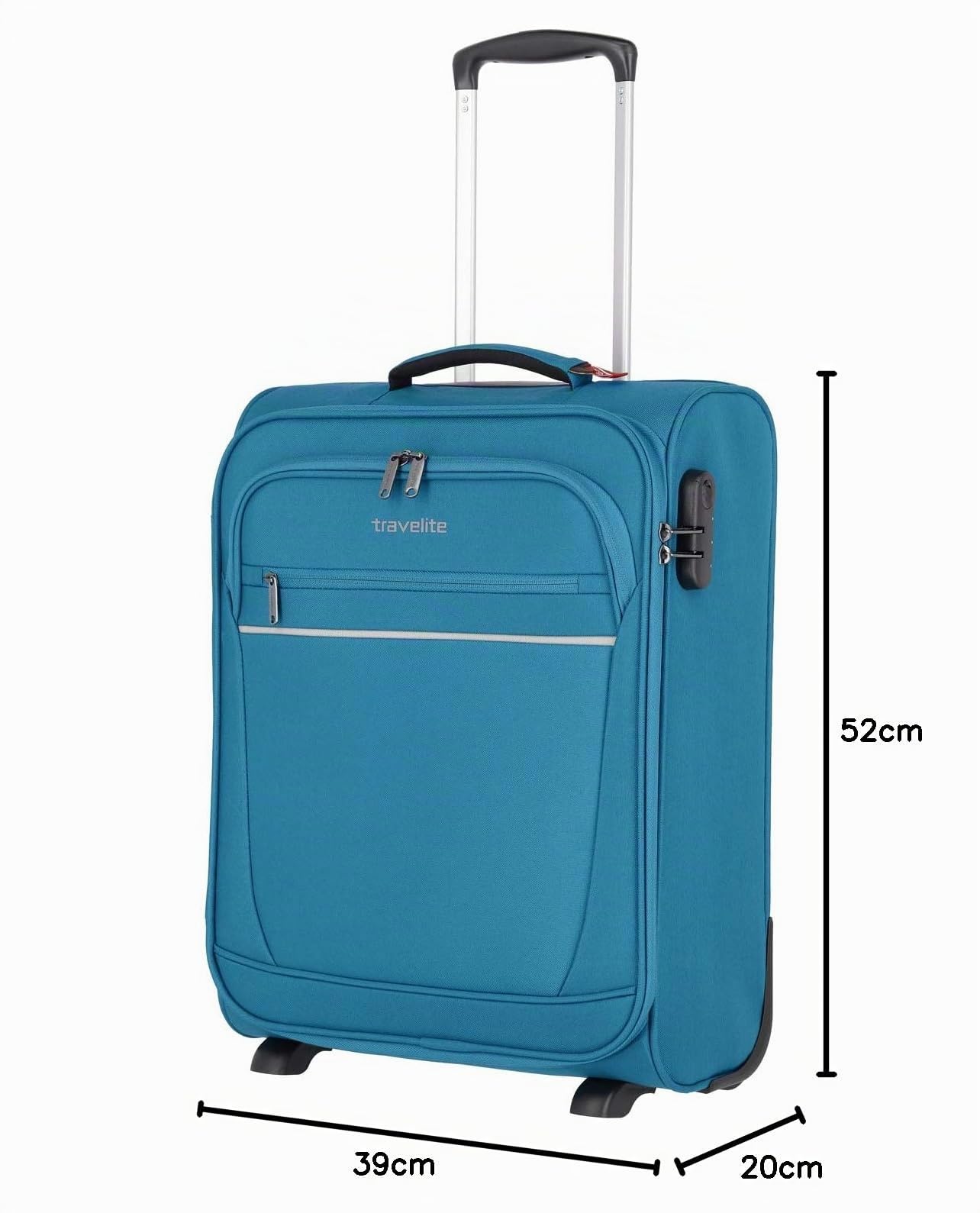 travelite board trolley valigia a mano leggera, 2 ruote, CABIN, trolley morbido per bagagli piccoli con serratura, 52 cm, 39 litri