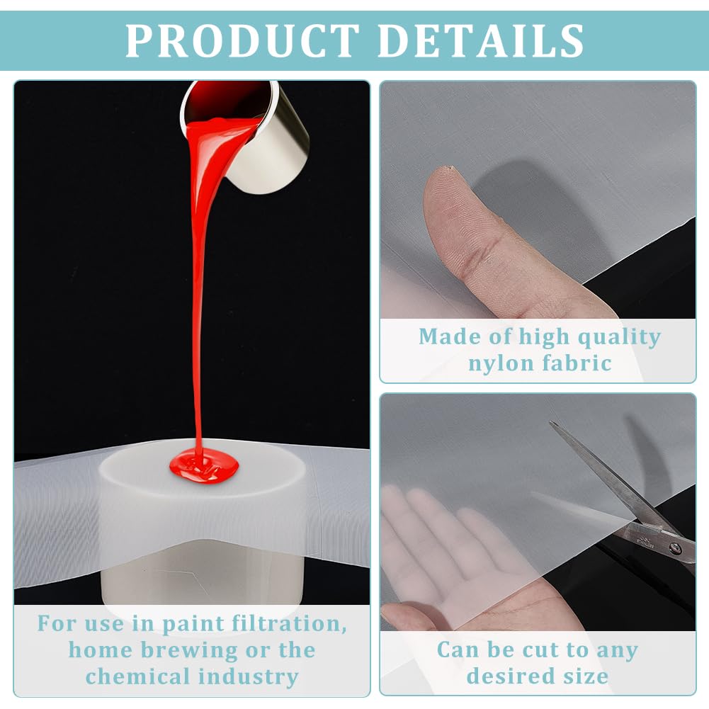 BENECREAT Filtro A Maglie di Nylon Bianco Da 40x400cm, 200 maglia Riutilizzabile Filtro Acqua Maglia Filtro Fine Resistente Al Calore per Vernice, Birra Fatta In Casa