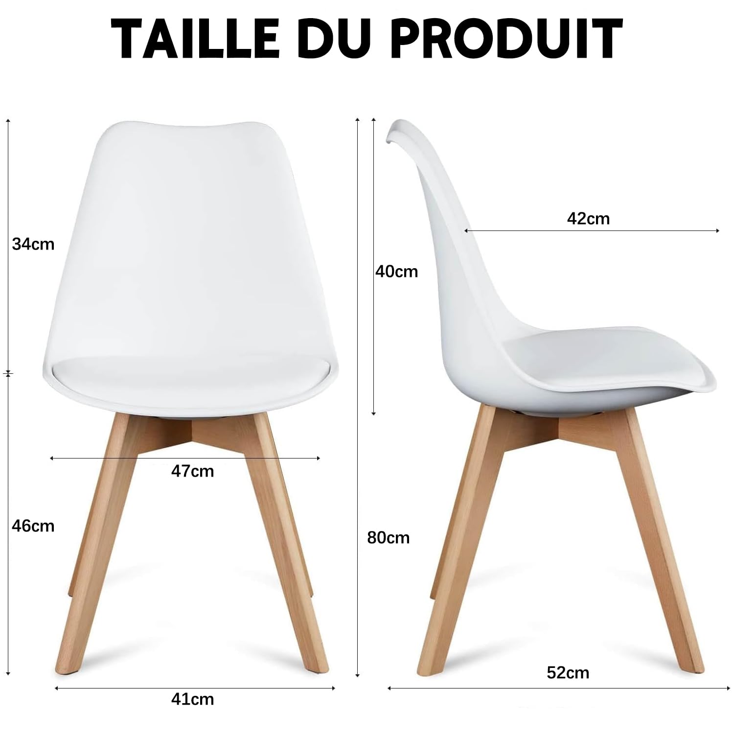 Chaises Salle à Manger Scandinave Lot de 4 Blanc