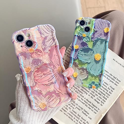 Coque iPhone 14 Pro Max laser blu-ray silicone antichoc fleurs rose