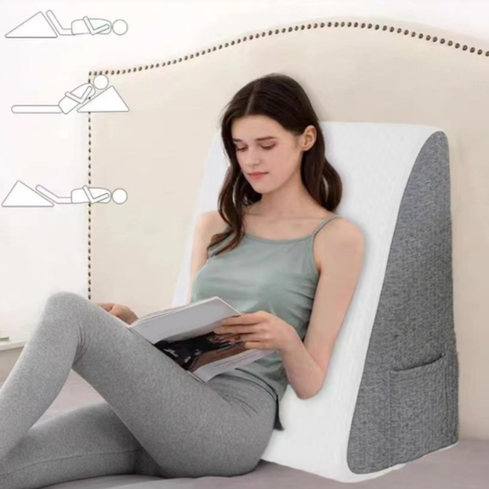 Tomotato 2 PCS Bed Wedge Pillow Polyester Sponge Adjustable Folding Incline Cushion for Sleeping Memory Foam Pillow Wedge