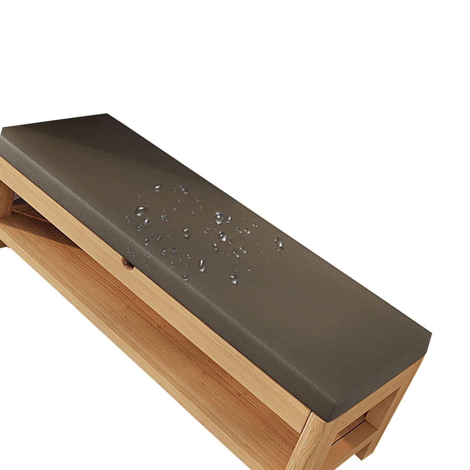 Cuscino per panca da esterno/interno, in pelle impermeabile, per mobili da 2/3 posti, memory foam ad alta densità, antiscivolo e ispessito, per scarpe, finestre, giardino (caffè chiaro, 81 x 30 x 5 cm