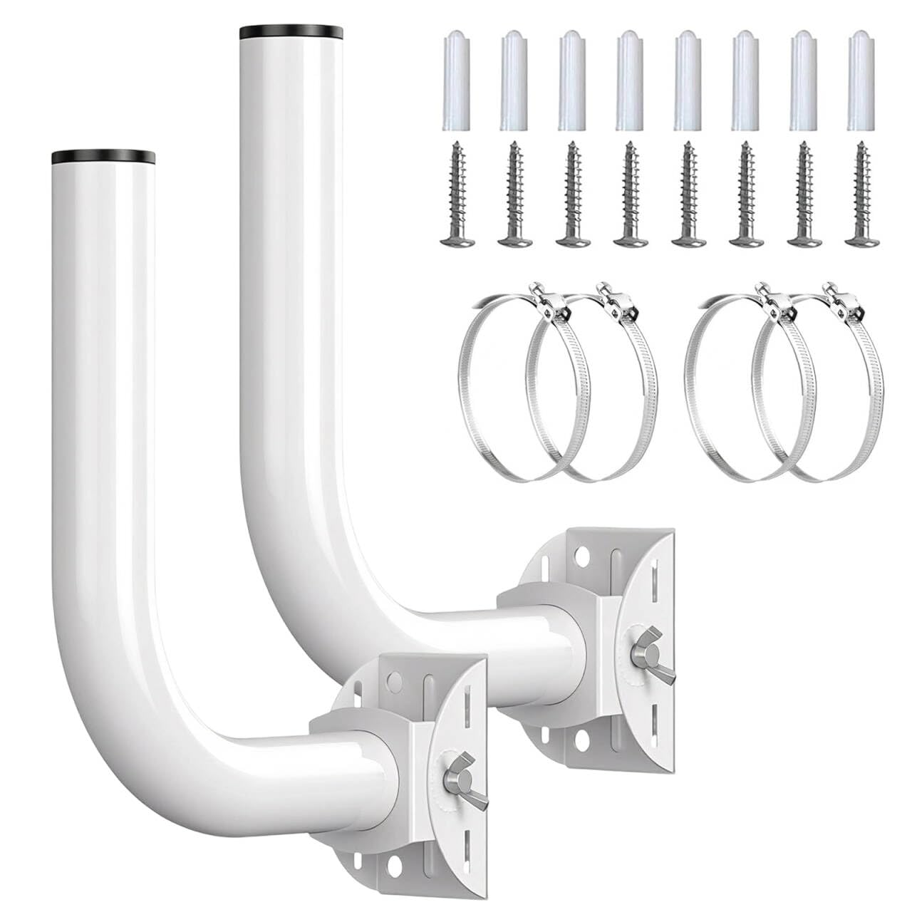2 Pcs Universal Wireless Bridge Bracket Mount, Stainless Steel J Pole Antenna Wall-Mounted Mount for Security Camera and AP Access Point