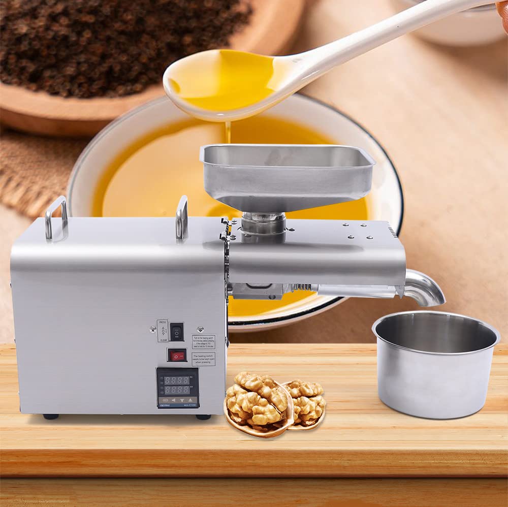Oil Press Machine,Organic Oil Maker,750W Seeds Nuts Oil Press Mill,Electric Automatic Oil Press Extractor or Peanut Sesame Sunflower Seeds