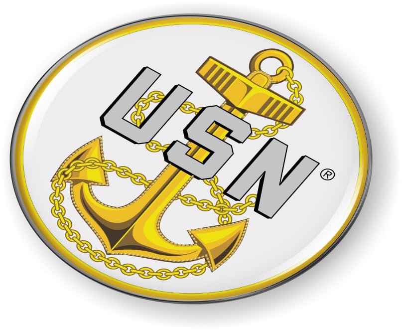 Image of United States Navy Chief Fouled Anchor USN CAR Emblem Badge Flexible | Officially Licensed US Navy Product, 3D Domed, Sticker, made by BestLicensePlateFrames