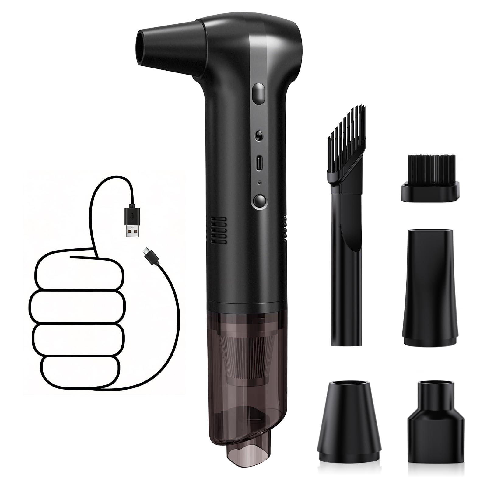 Compressed Air Duster&Vacuum Cleaner, 2-in-1 130000RPM Cordless Air Blower