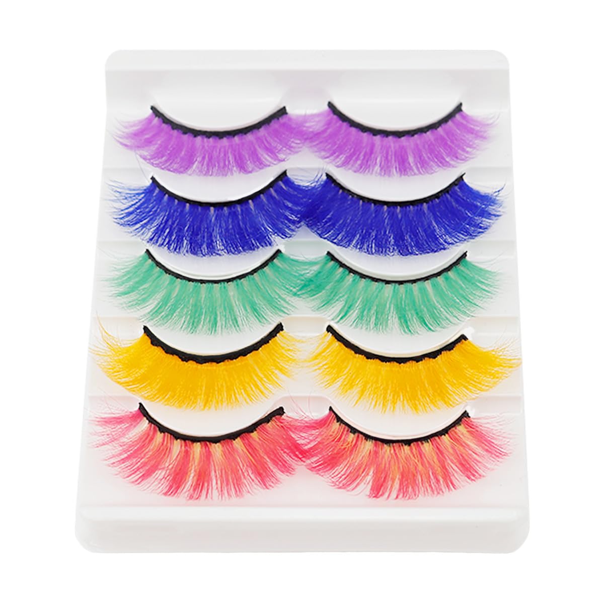 Qerutk 5 works Extension Colored Eyelashes Russian Strip Lashes Fake Fluffy Curly Thick Lashes for Halloween Cosplay Makeup Dance Party