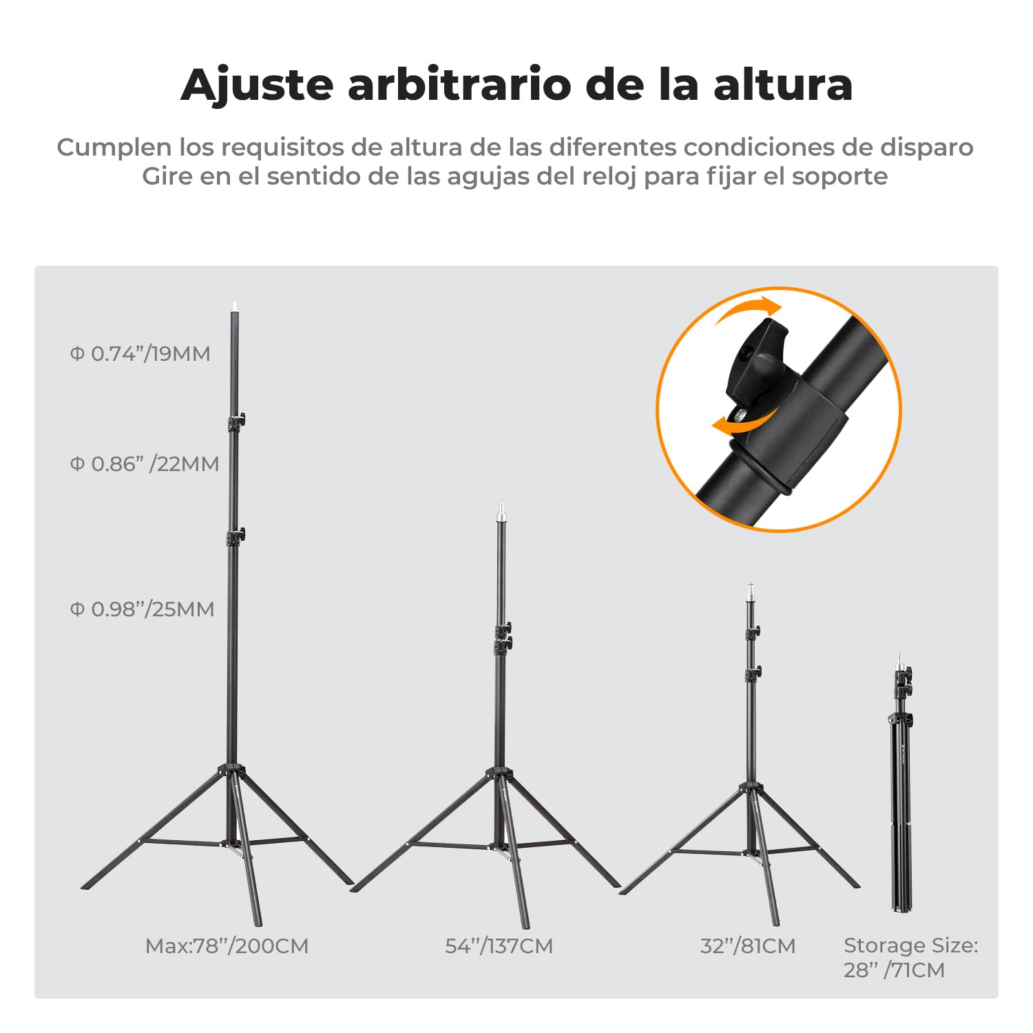 K&F CONCEPT Trípode de luz para fotografía, 230 cm, Metal Light Stand para fotografía de Estudio, Reflector, Flash y vídeo, trípode de iluminación Ajustable Alto con Bolsa para trípod y 1/4" Srew