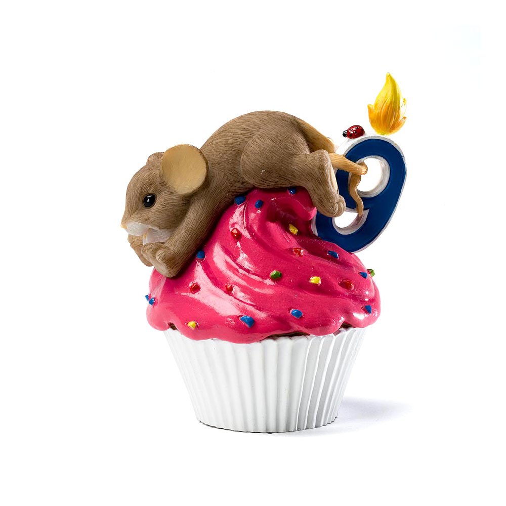 Enesco Charmant Tales souris figurine anniversaire 9 ans statuette cupcake