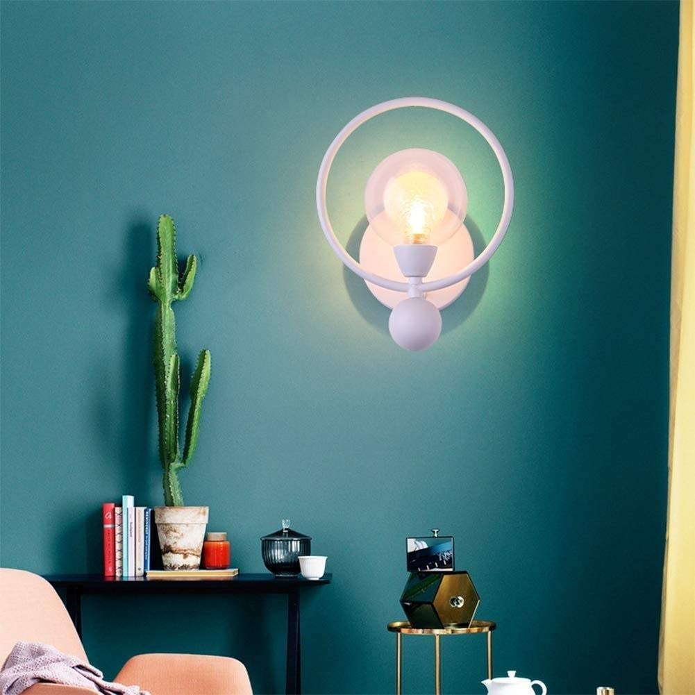 Creativo Anello Bianco Decorazione in Metallo Lampada da Parete semplicità Moderna Ristoranti Lampada da Parete per Interni Comodino Soggiorno Cucina Sala Studio Corridoio Sconce G9