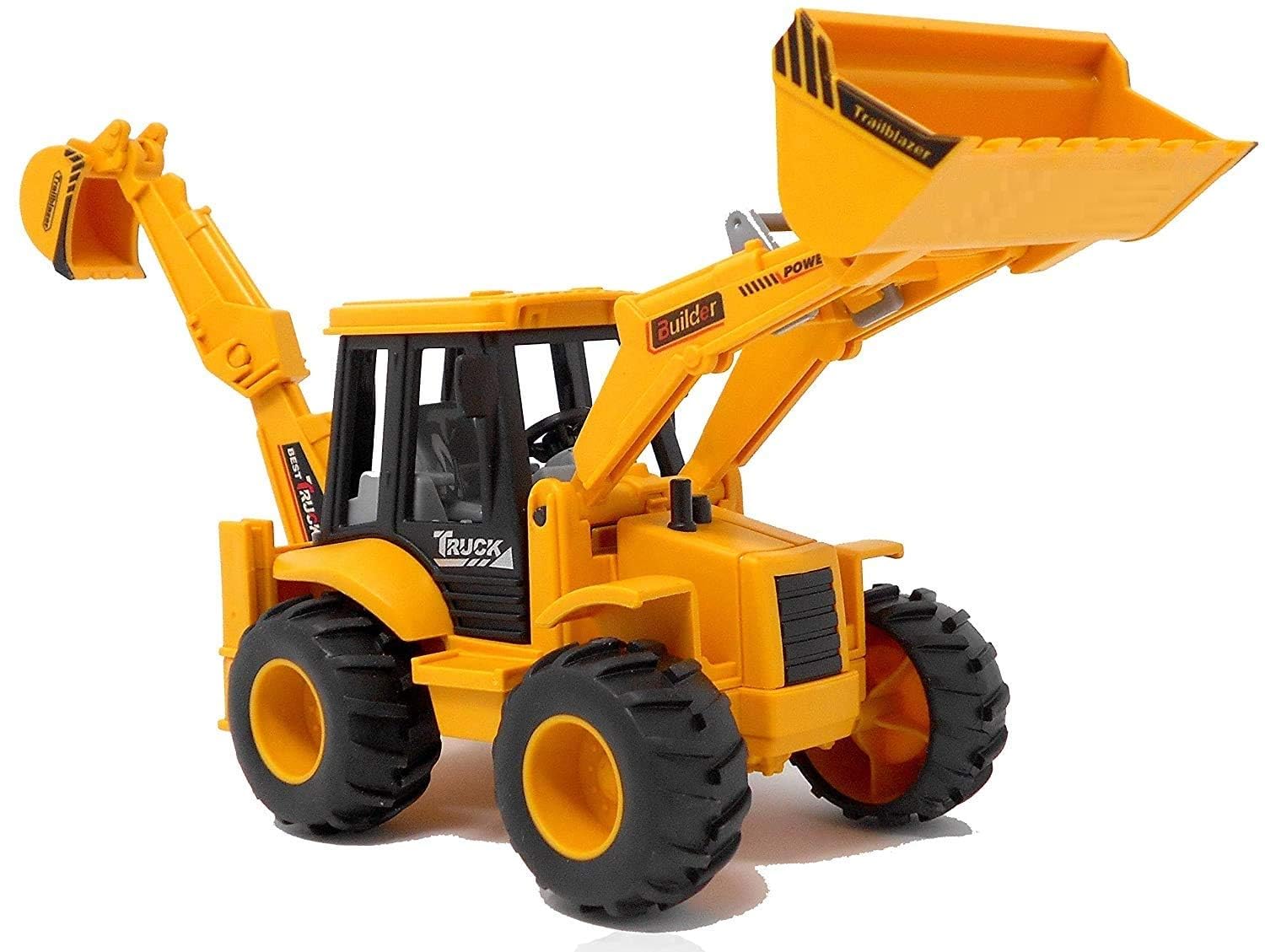 Plastic Construction Realistic Engineer Vehicle Pushdozer Excavator Bulldozer Construction Toys Truck Machine for Kids Yellow (Excavator Bulldozer)