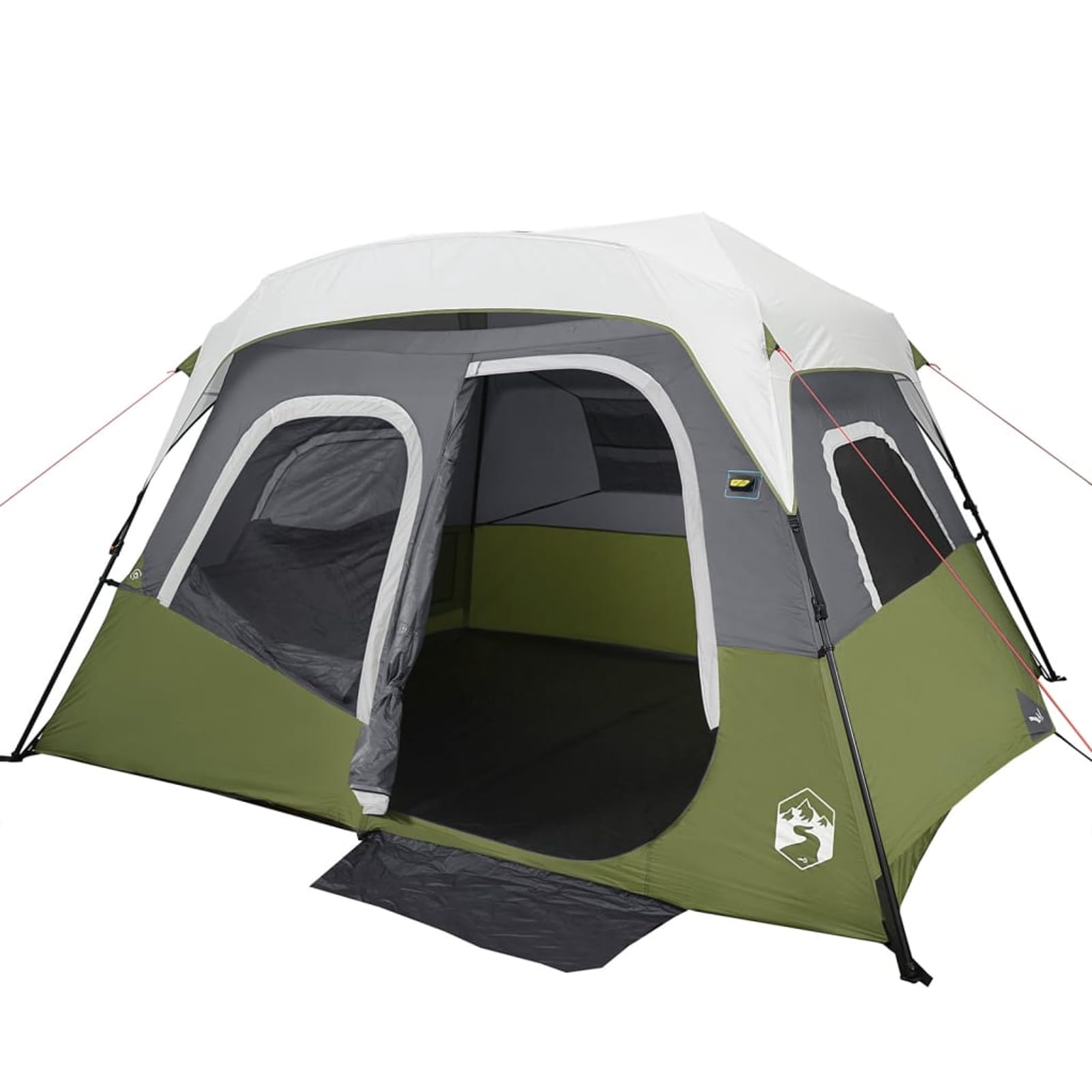 Tenda da Campeggio per Famiglia 6 Posti, con Sistema di Montaggio Rapido, Illuminazione LED Integrata, Poliestere 190T con Rivestimento PU, Telo Antipioggia Staccabile, per Avventure all’Aperto