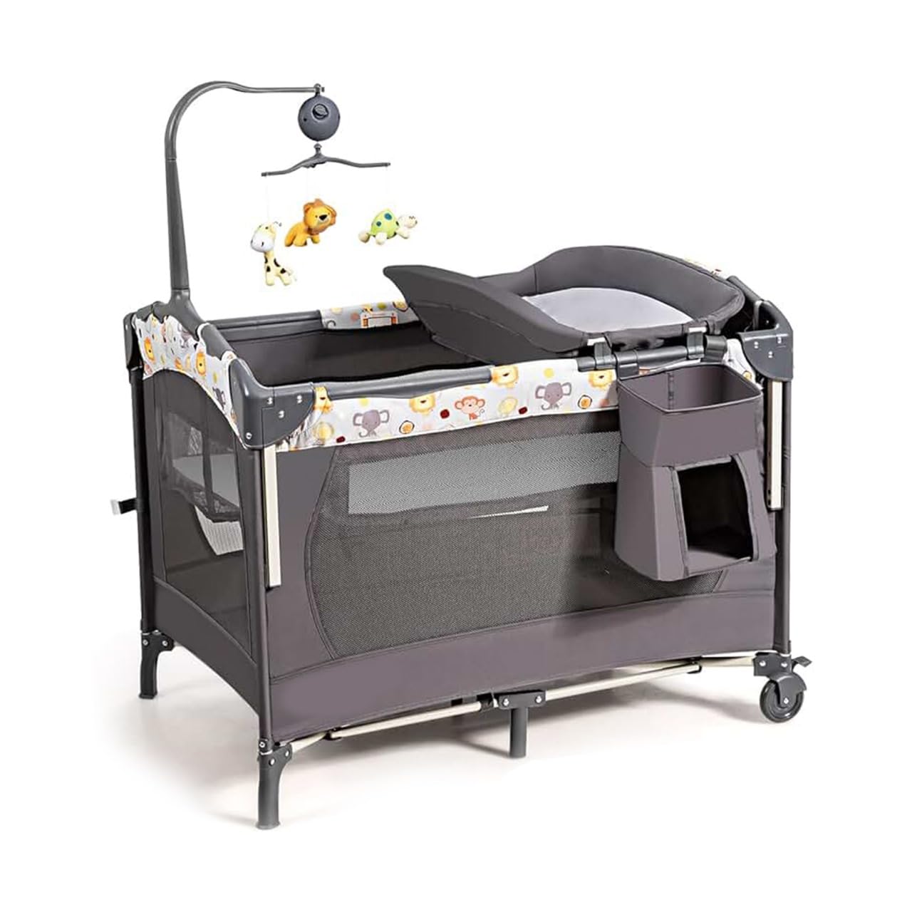 breakodeBaby Bassinet, 5 in 1 Baby Bassinet & Crib, Travel Nursery Center with Toys & Music Box, Baby Cot & Playpen, Newborn Diaper Changing Table, Foldable Baby Bedside Sleeper & Playard