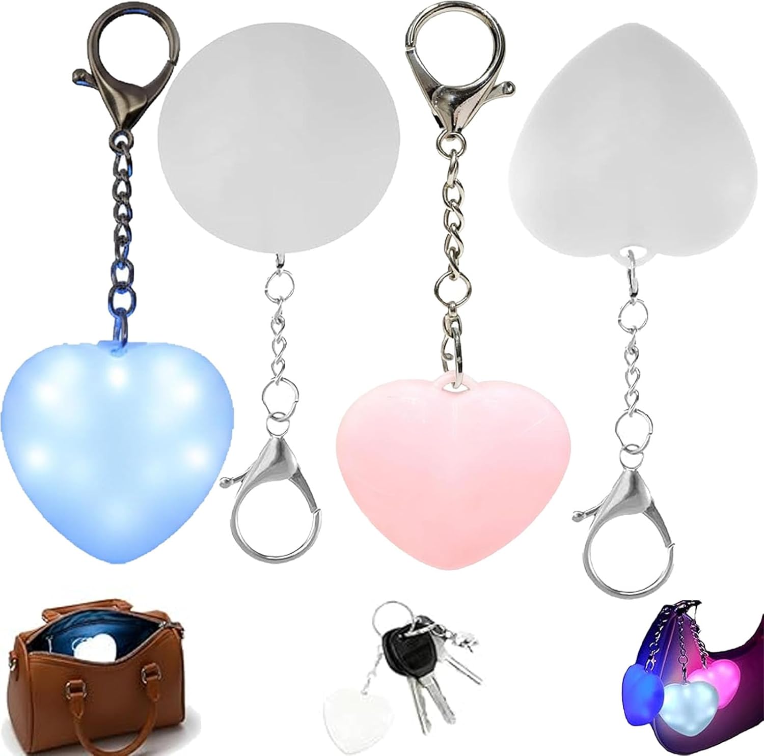 Love Wallet Tote Bag Touch Sensing Light,Rechargeable Mini Touch Handbag Light Heart,Led Handbag Lamp with Automatic Sensor (4PC_A8)