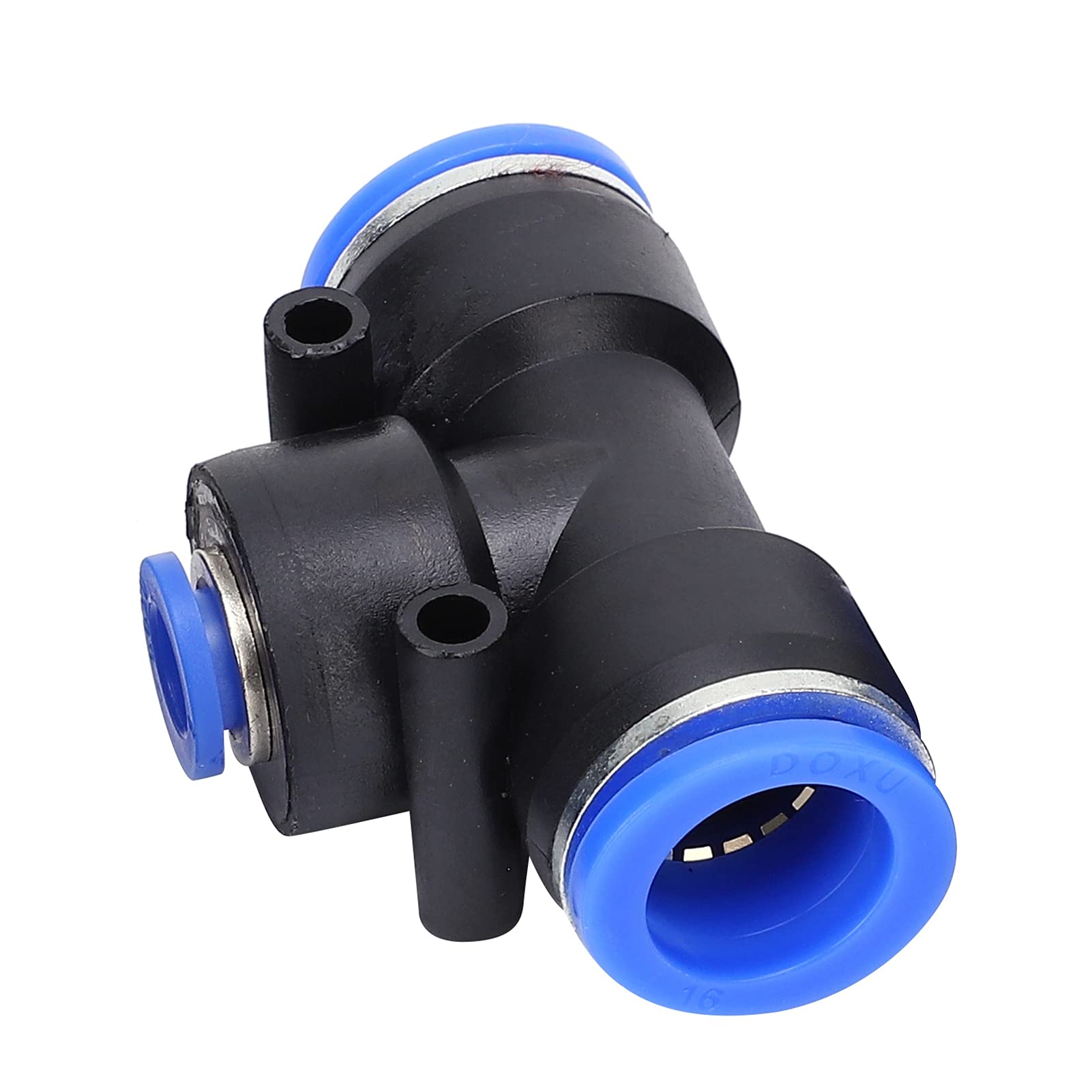 Conector rápido T Tipo Diámetro variable de 3 vías Conector de manguera de aire PU PEG16 8 16 Para sistemas de tuberías neumáticas Material PBT de plástico 25 piezas