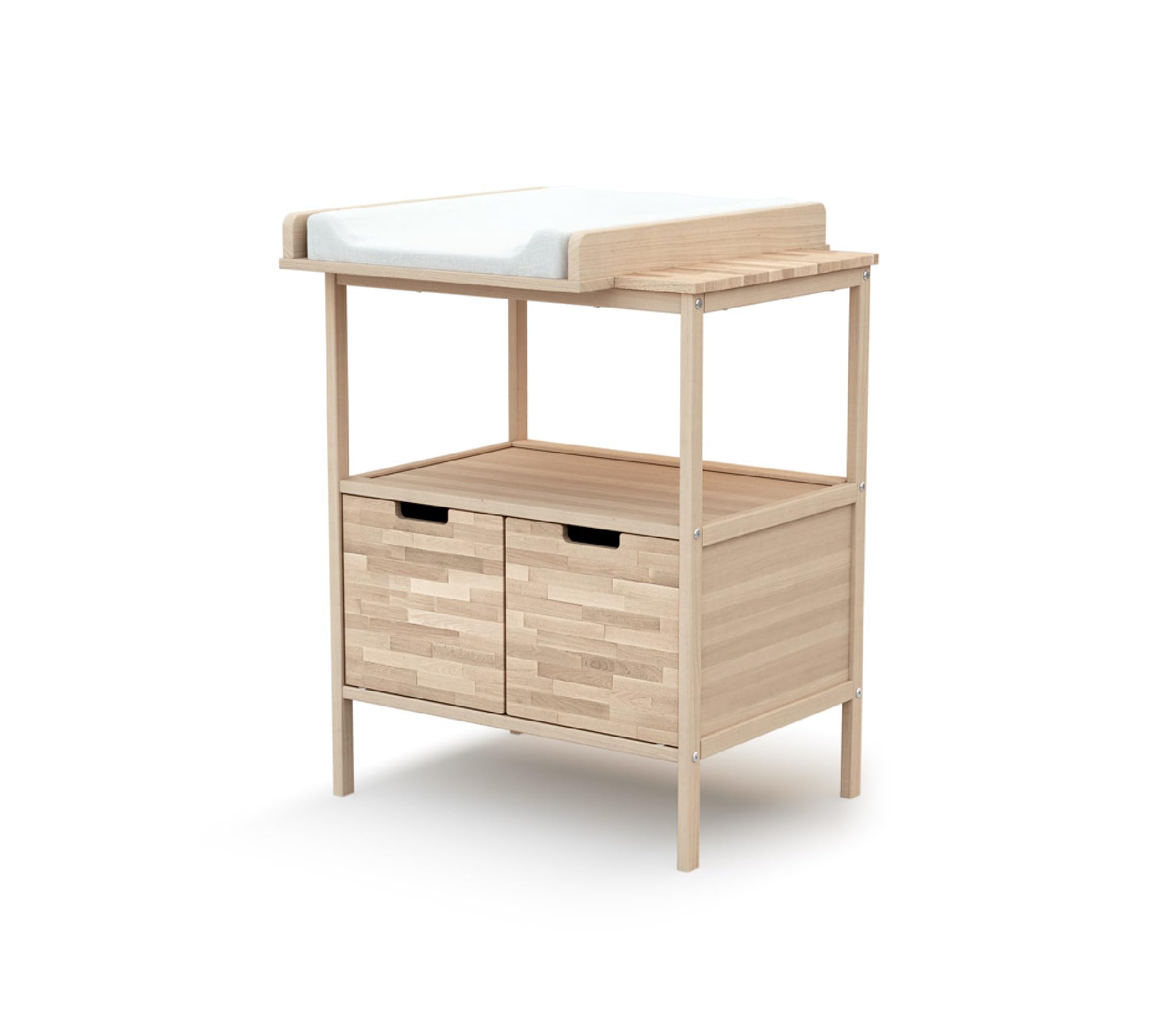 AT4 - Meuble à Langer ESSENTIEL Hêtre Brut | 68 x 66 x 90 cm | Plan à langer amovible inclus