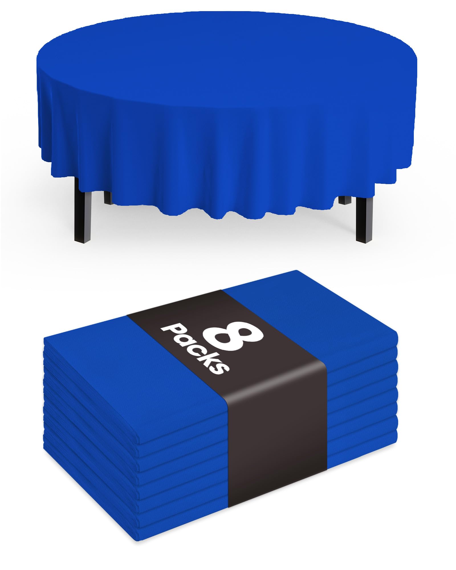 Pureegg Plastic Table Cloth Disposable 8 Pack, 84'' Round Table Cloths, Graduation Decorations Class of 2026, Graduation Party Tablecloths, Round, Plastic Cover, Leakproof &amp; Sturdy, Blue
