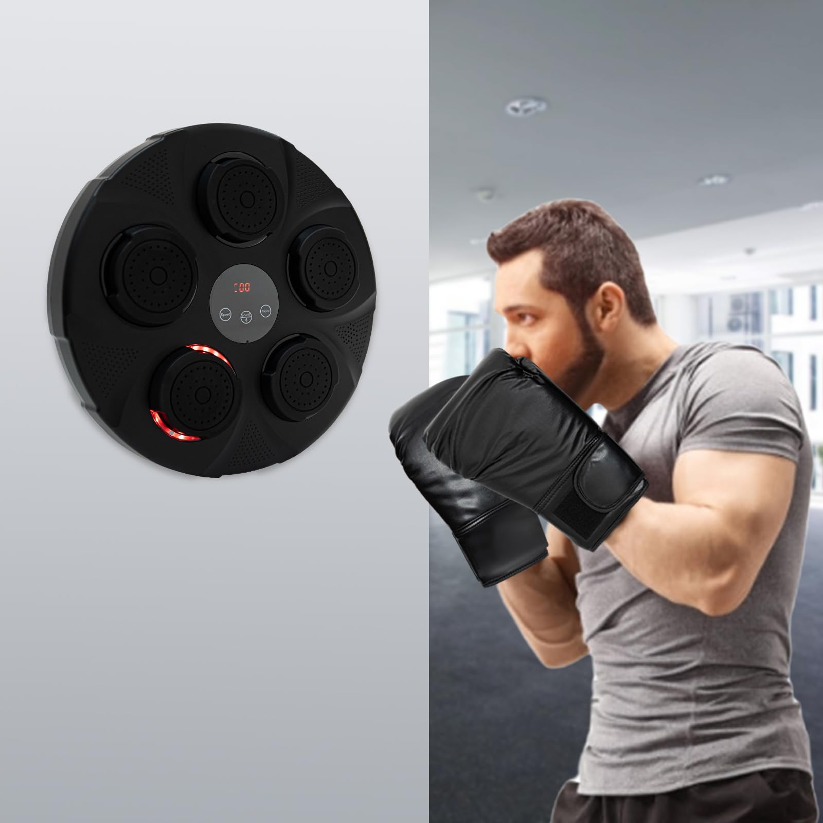 Máquina de boxeo musical, máquina de caja de música Bluetooth, entrenador de pared LED para gimnasio y hogar, máquina electrónica de pared para niños y adultos