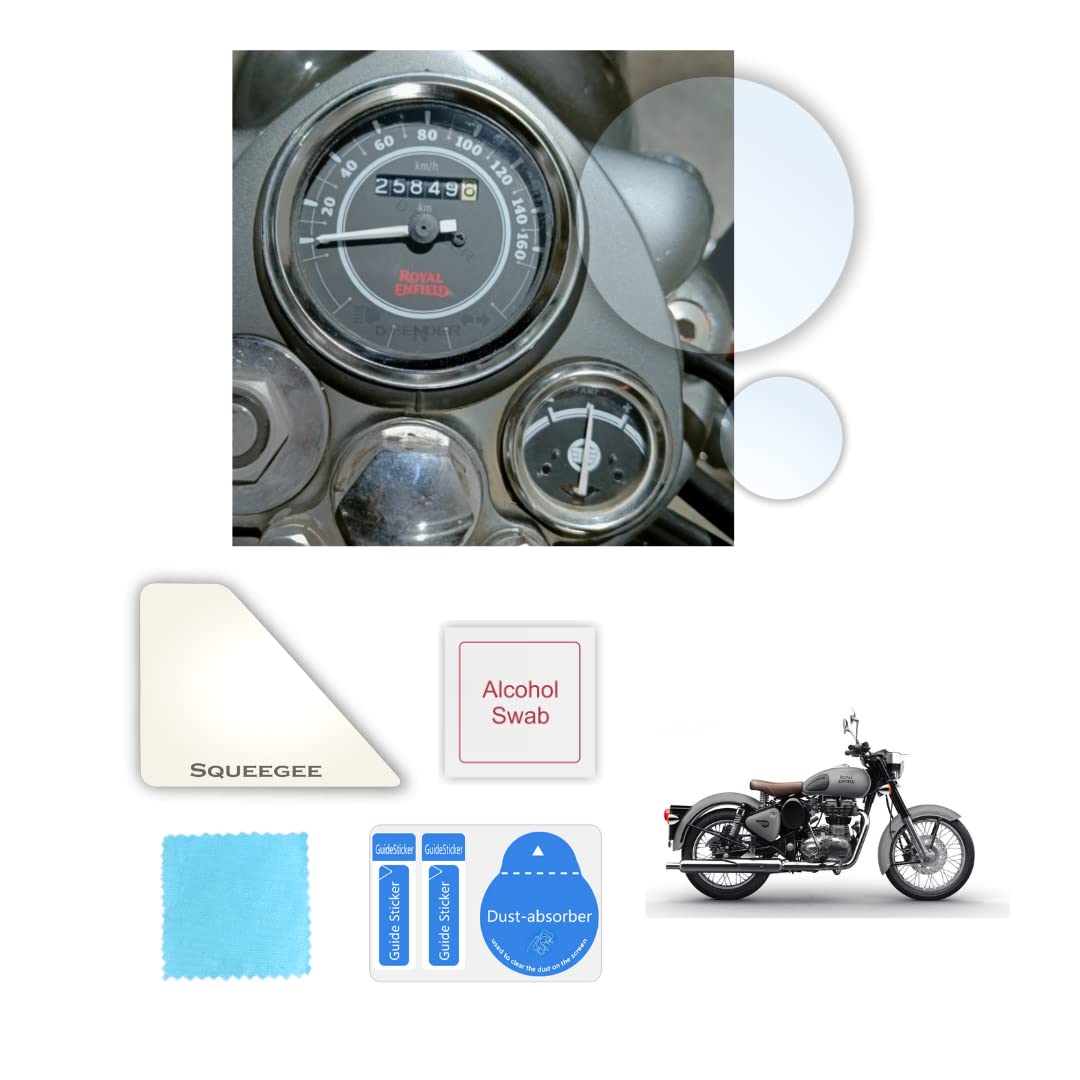 d'fender compatible for royal enfield bullet/classic/electra motorcycle speedometer screen display console protector guard 7h-pack of 2