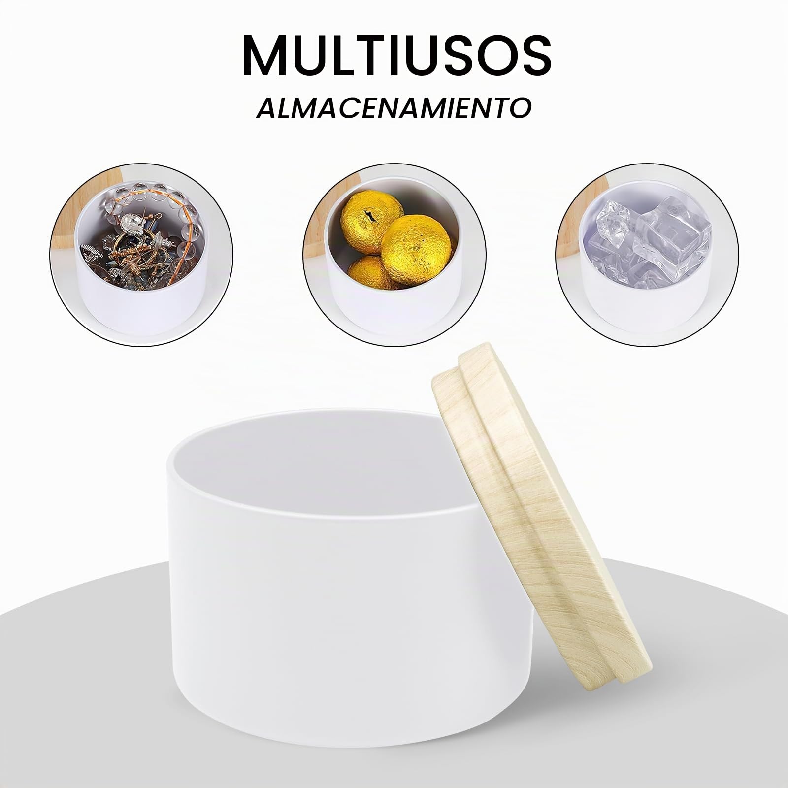 Kaxtde Juego de 48 botes de velas blancas con tapa de madera, 120 ml, pequeños recipientes de metal, para velas redondas, para manualidades, especias, joyas, polvo, dulces, ungüentos