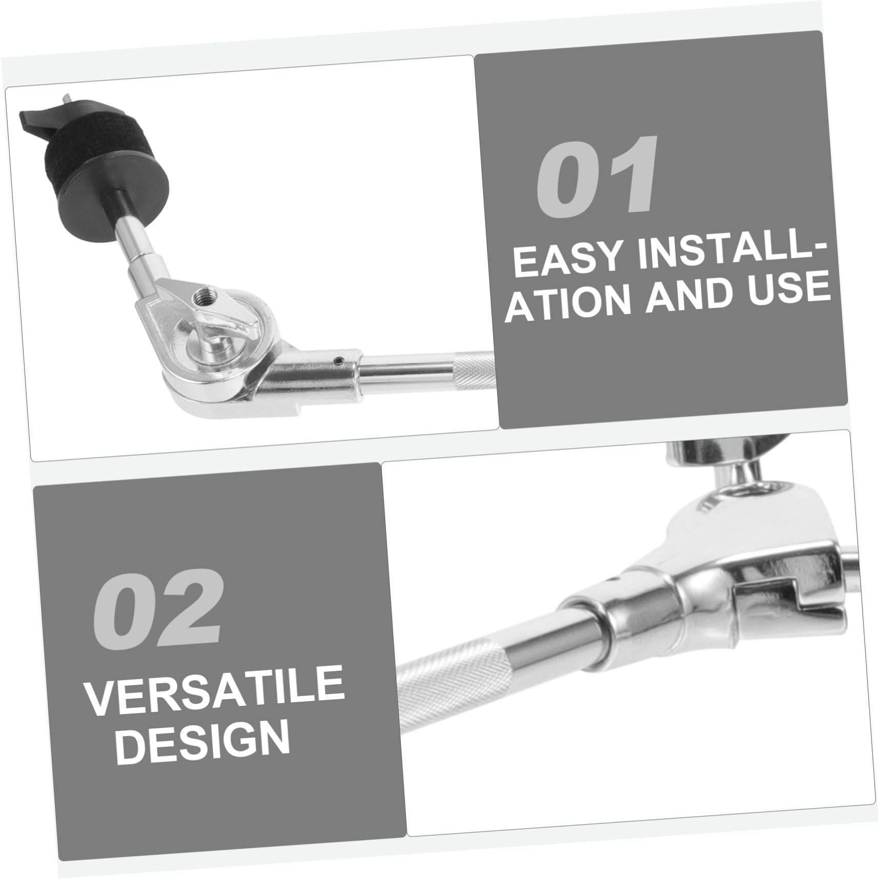 Alipis Soporte para Platillos Ajustable de Aleación Plata Brazo Articulado Fácil de Instalar para Kits de Batería y Accesorios de Percusión