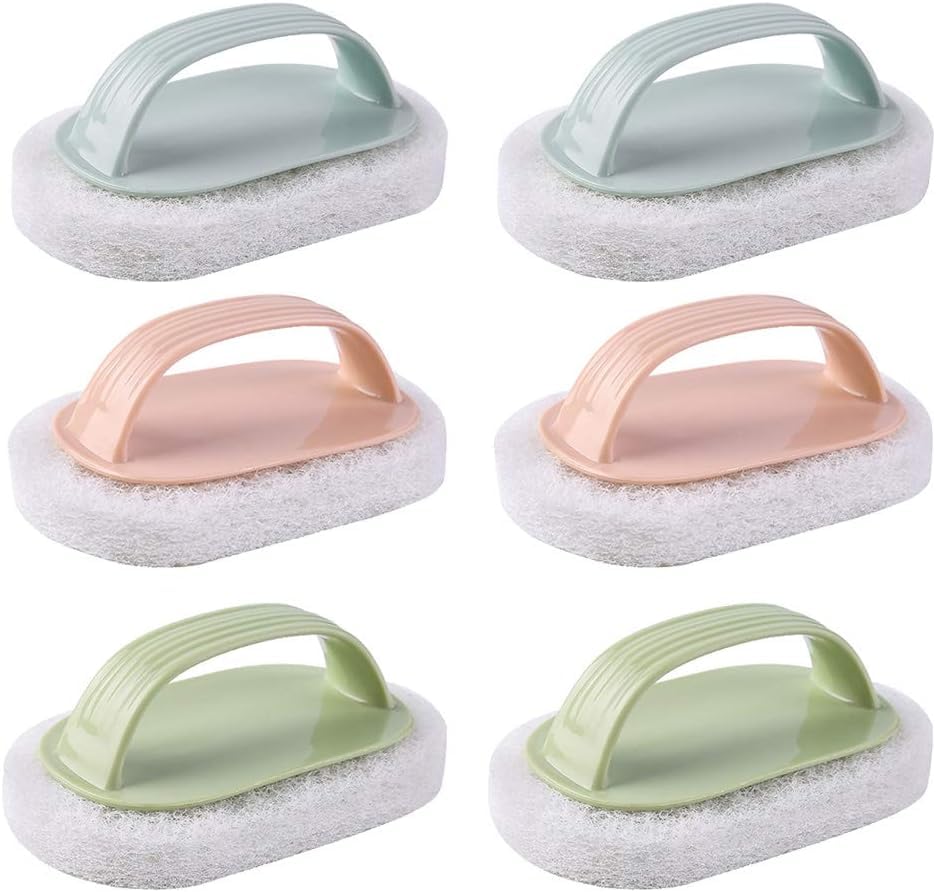 ZEUTER Bathroom Cleaning Brush with Handle || Abrasive Pads Floor Wall Tile Cleaning Sponge || Bathtub Scrubber Cleaner for Kitchen, Window, Wash Basin Multipurpose Scrubber Brush (Multicolor) (6) (B0D9MKNDZT) Amazon Price History, Amazon Price Tracker