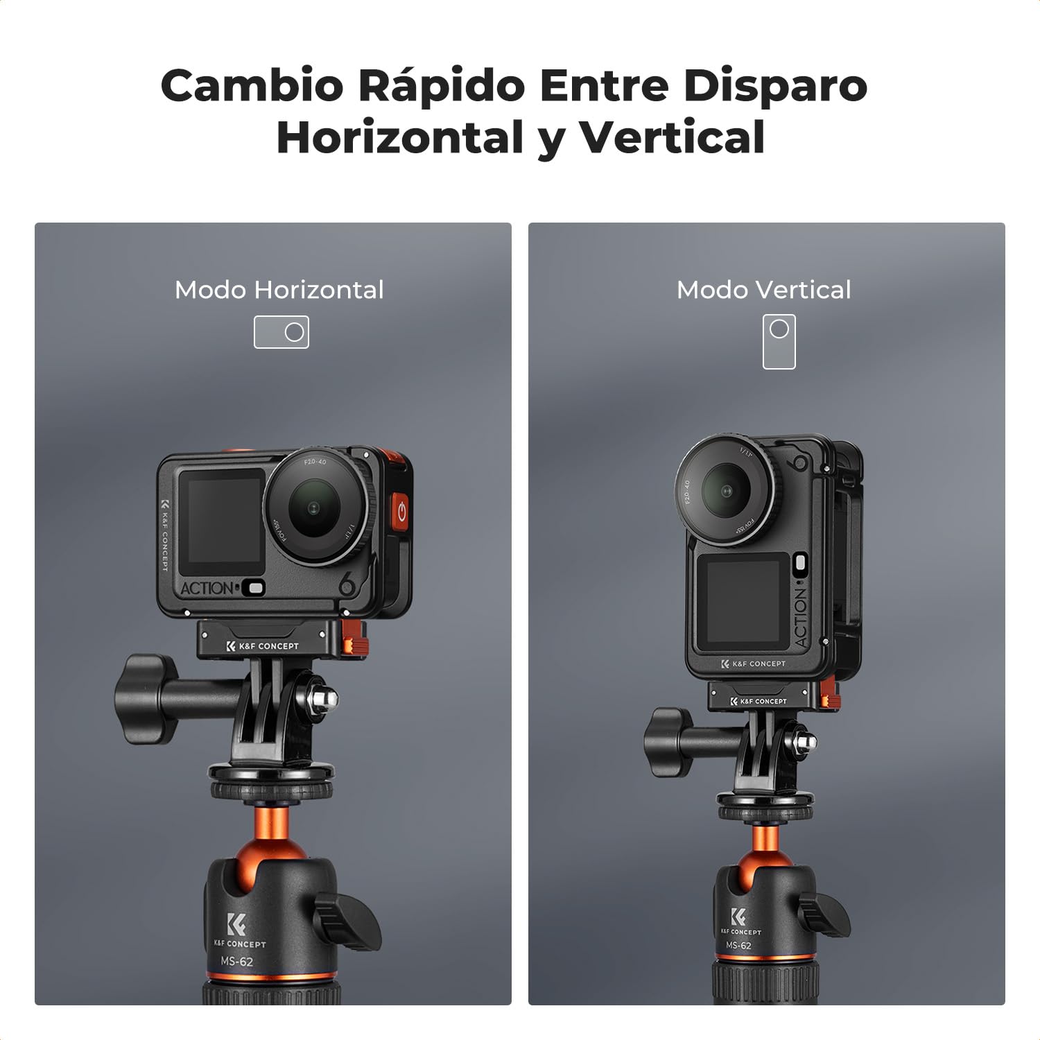 K&F CONCEPT Pack de 2 Adaptadores Magnéticos Compatible con dji Osmo Nano/Action 6 | Base de Extensión con Adaptador 1/4" y Hebilla Rápida para Trípode | Accesorios para Vlogging