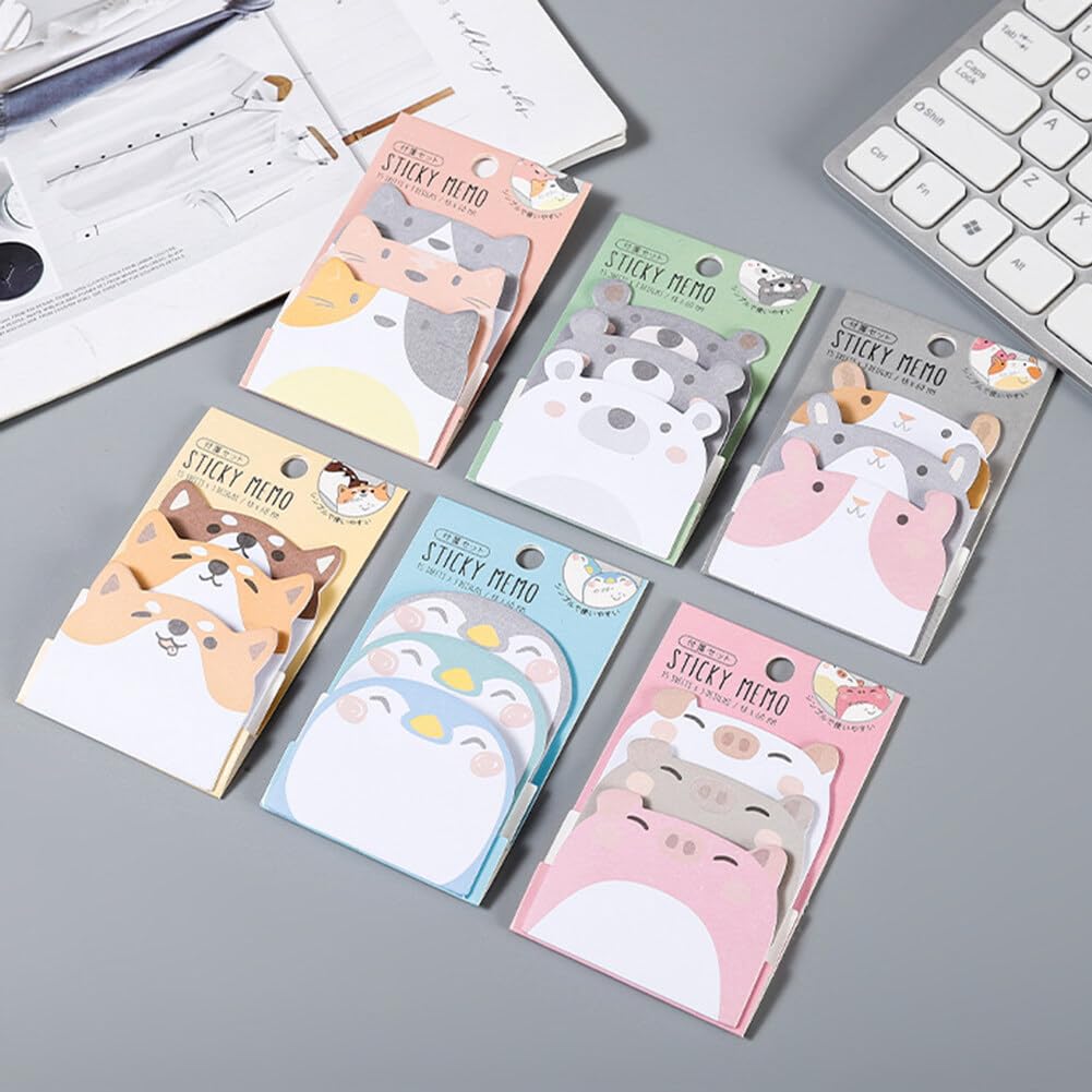 24 Paquetes De Notas Adhesivas De Animales De Dibujos Animados