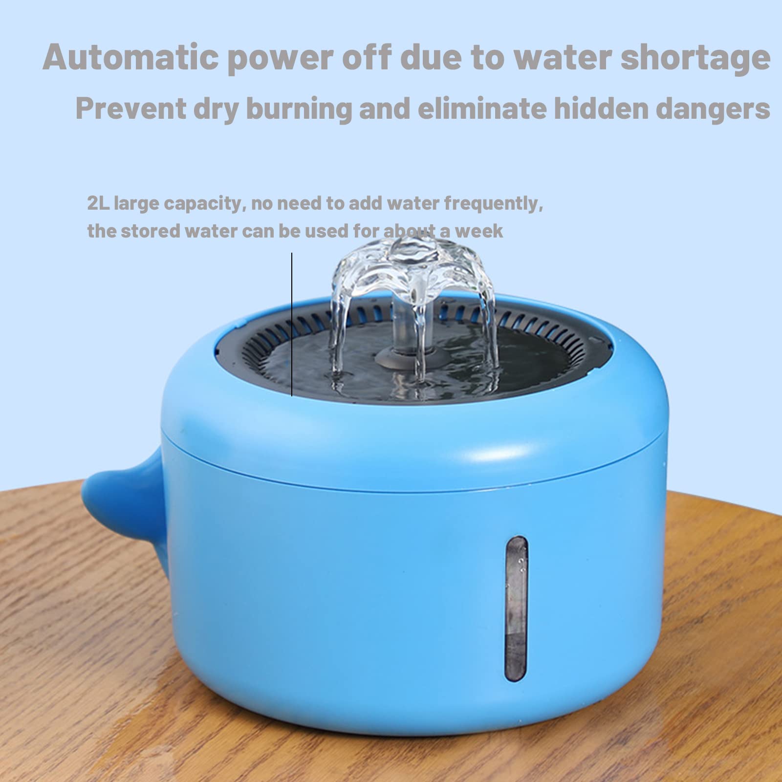 Fontana d'Acqua per Animali Domestici, 2L, Fontanella per Gatti Cani con Pompa Ultra-Silenziosa E 4 Filtri di Ricambio,Ciotole Cani, Distributore D Acqua per Gatti Dispenser Acqua Gatti,Blu