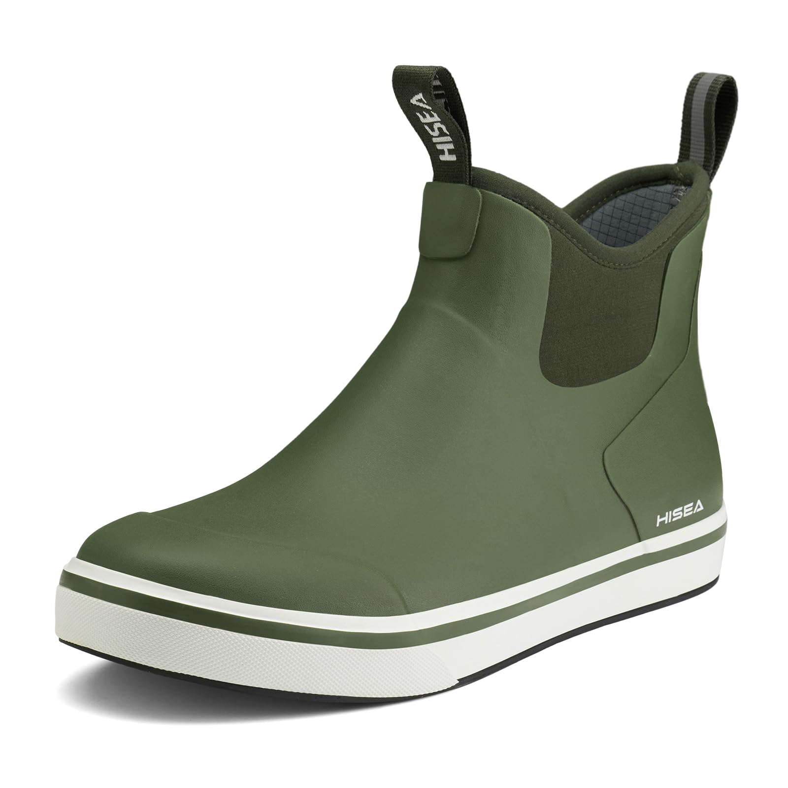 HISEA Men's Deck Rain Boots Saltwater Fishing Booties Waterproof Ankle Rain Boots with High Traction
