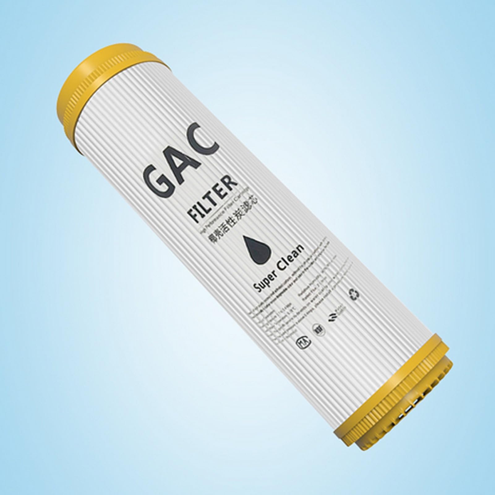 GAC - Cartuccia filtrante per acqua, carbone attivo con guscio di cocco ad alto valore di iodio, set universale T33, per sistema di osmosi inversa sotto il lavandino