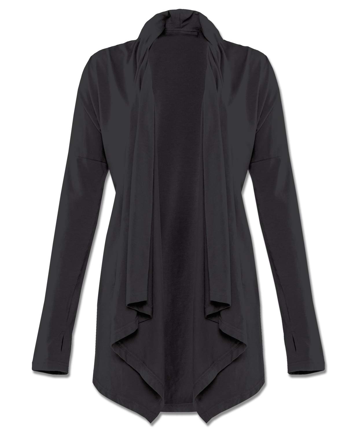 Soul Flower Womens Organic Cotton Cardigan Sweater Ladies Drape Open Front Long Sleeve Irregular Hem Top