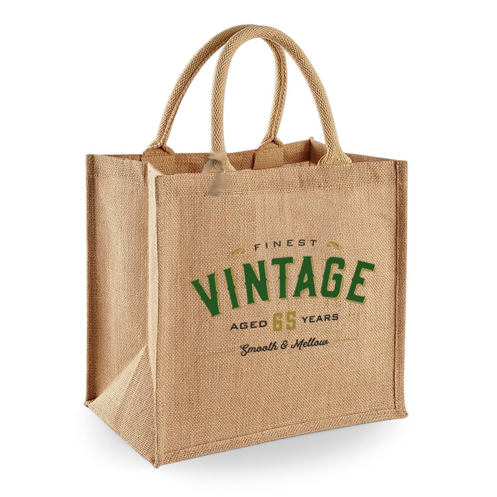 D Design Invent Print! 65th Gift Bag Birthday Present for Men Women Funny Tote Shopping Bag Happy 65th Keepsake Age 65 Years Old – Size 30cm x 30cm x 19cm