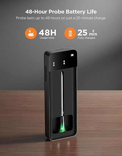 Vista 7 de GoveeLife Termómetro inalámbrico Bluetooth para carne con base LCD digital independiente, rango ilimitado WiFi, precisión de ± 1.8 ℉, sondas