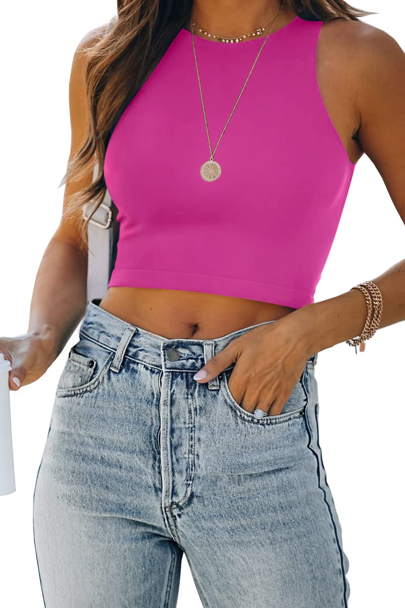 EFANWomens Sexy Sleeveless Double Lined Crop Tops Workout Cute Tight Racerback Tank Tops Summer Clothes Teen Girls 2025