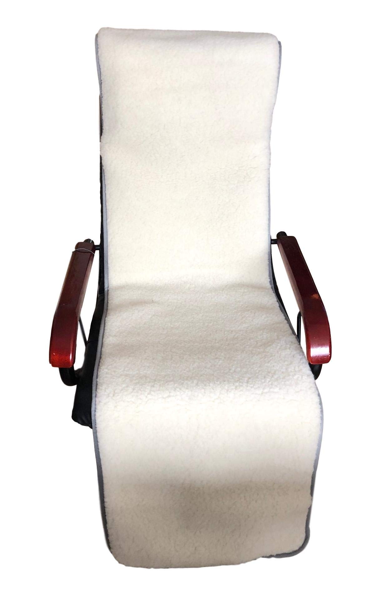 Sesselschoner Relaxsessel doppelt grau/weiß, 100% Merinowolle (50x200cm)