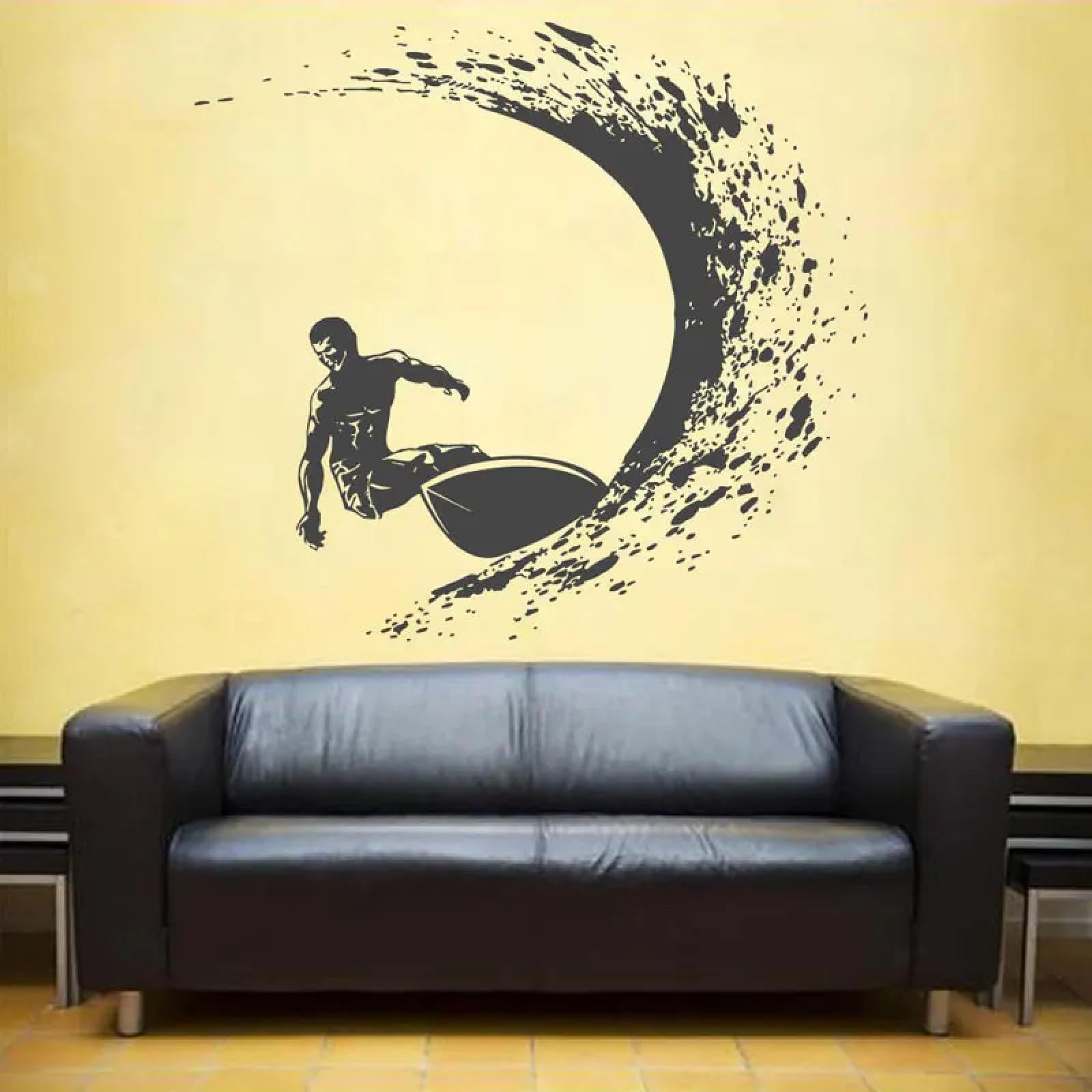 Youousi Black Surfing Decals, Surfing Wall Decals, Art Wall Decals For Children's Rooms, Playrooms, Living Rooms, Bedrooms, And Teenagers' Rooms.