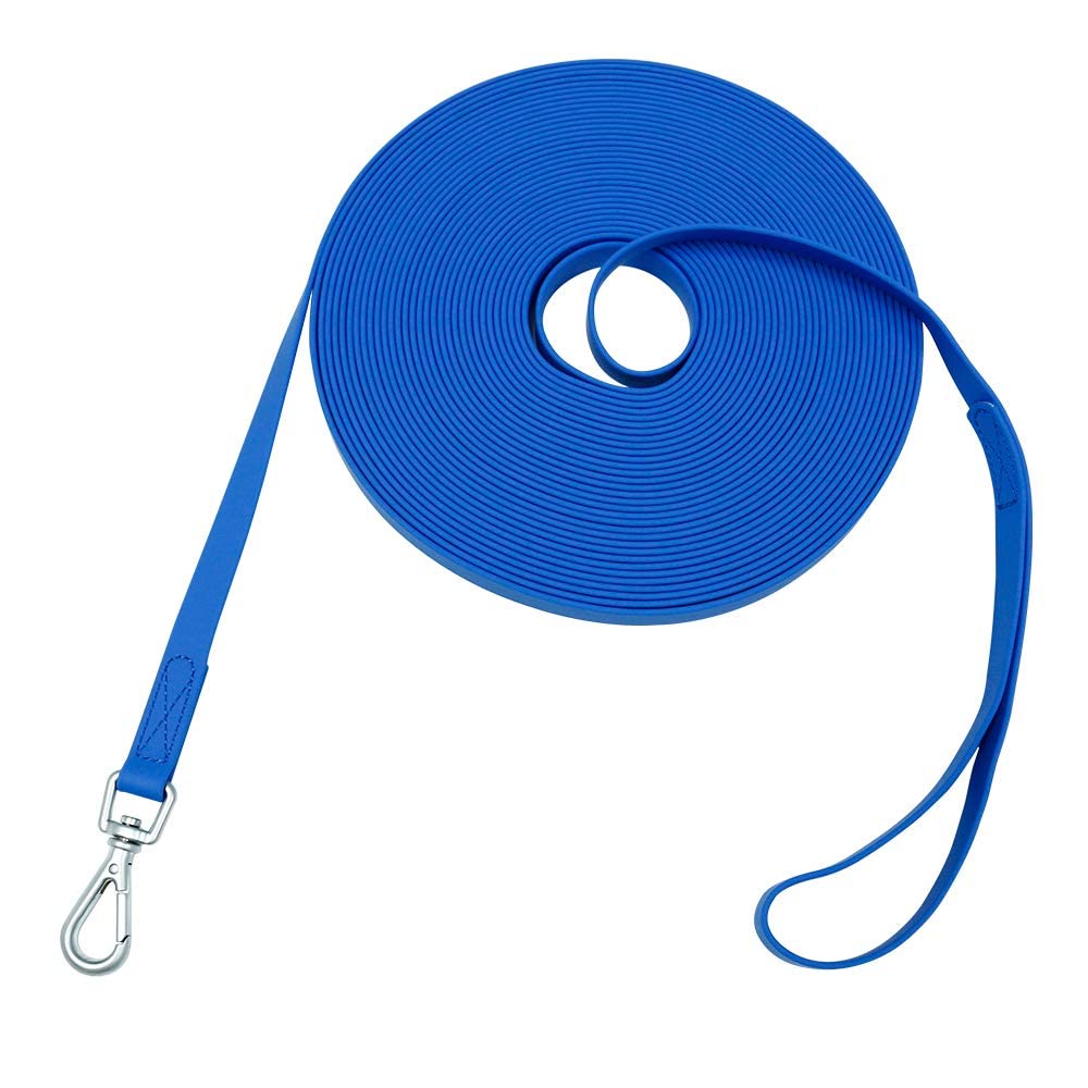 Waterproof Dog Training Leash 50FT 30FT 15FT 10FT 5FT Heavy Duty Recall Long Lead for Large Medium Small Dogs (50FT, Blue)