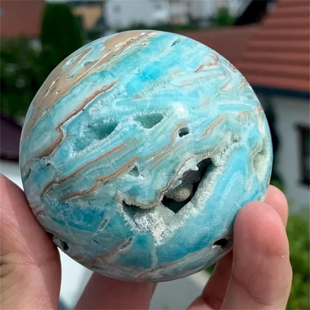 BKGWCSOR 1pc 5-6cm Caribbean Calcite Crystal Tower Boho Style Blue & White Marbled Decor Indoor Spiritual Home