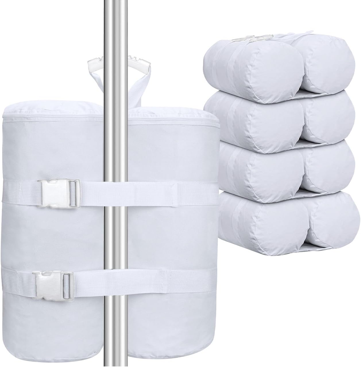 Extra Large 240 lbs White Canopy Sandbags Weight Bags for Pop up Canopy Tent,1680D Heavy Duty Leg Canopy Weights Sand Bags Perfectly Matched with White Canopy/Gazebo/Patio Umbrellas,Set of 4