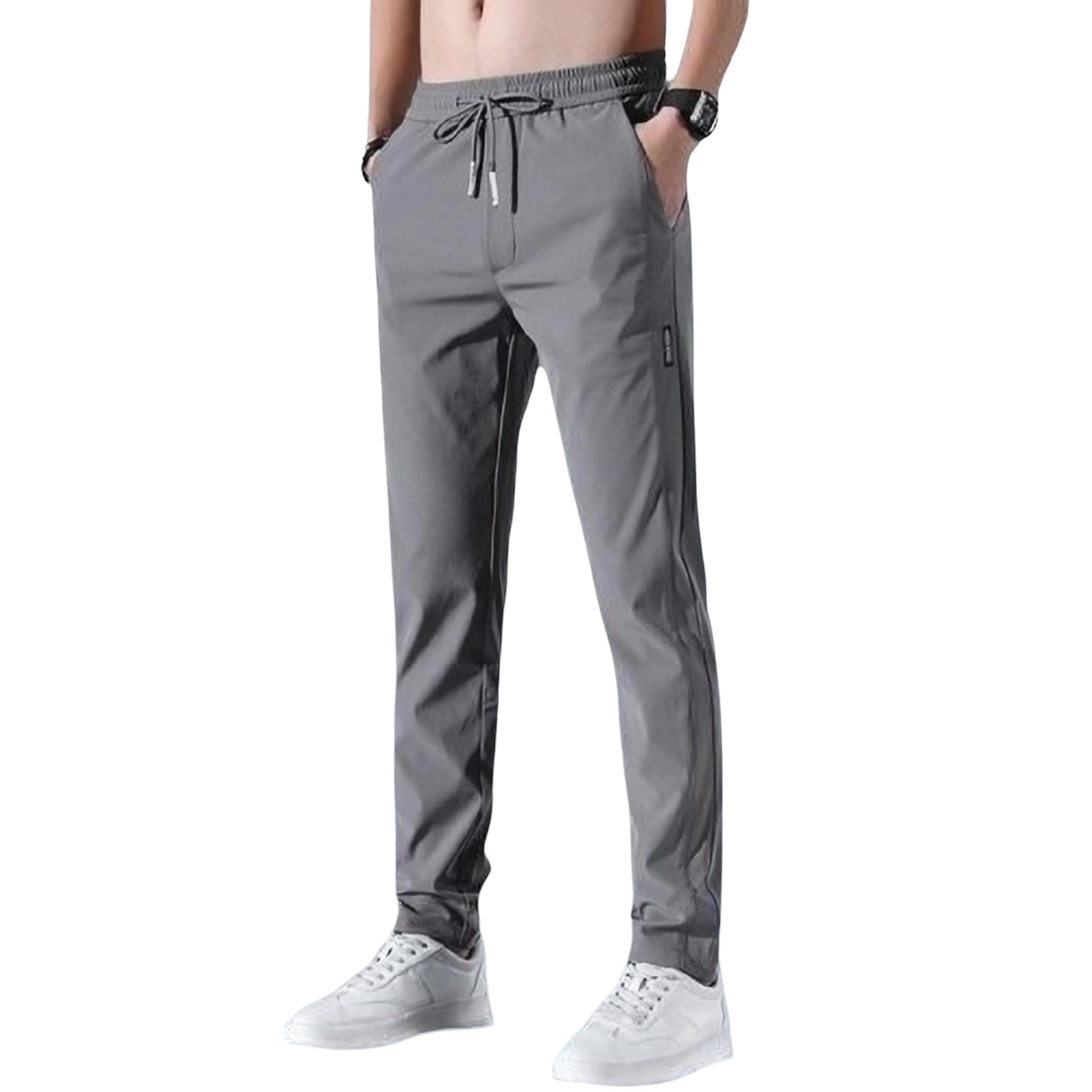SERI CHOICE Men's Lycra Solid Jogger Pants with Elastic Waistband and Pockets-picture-11