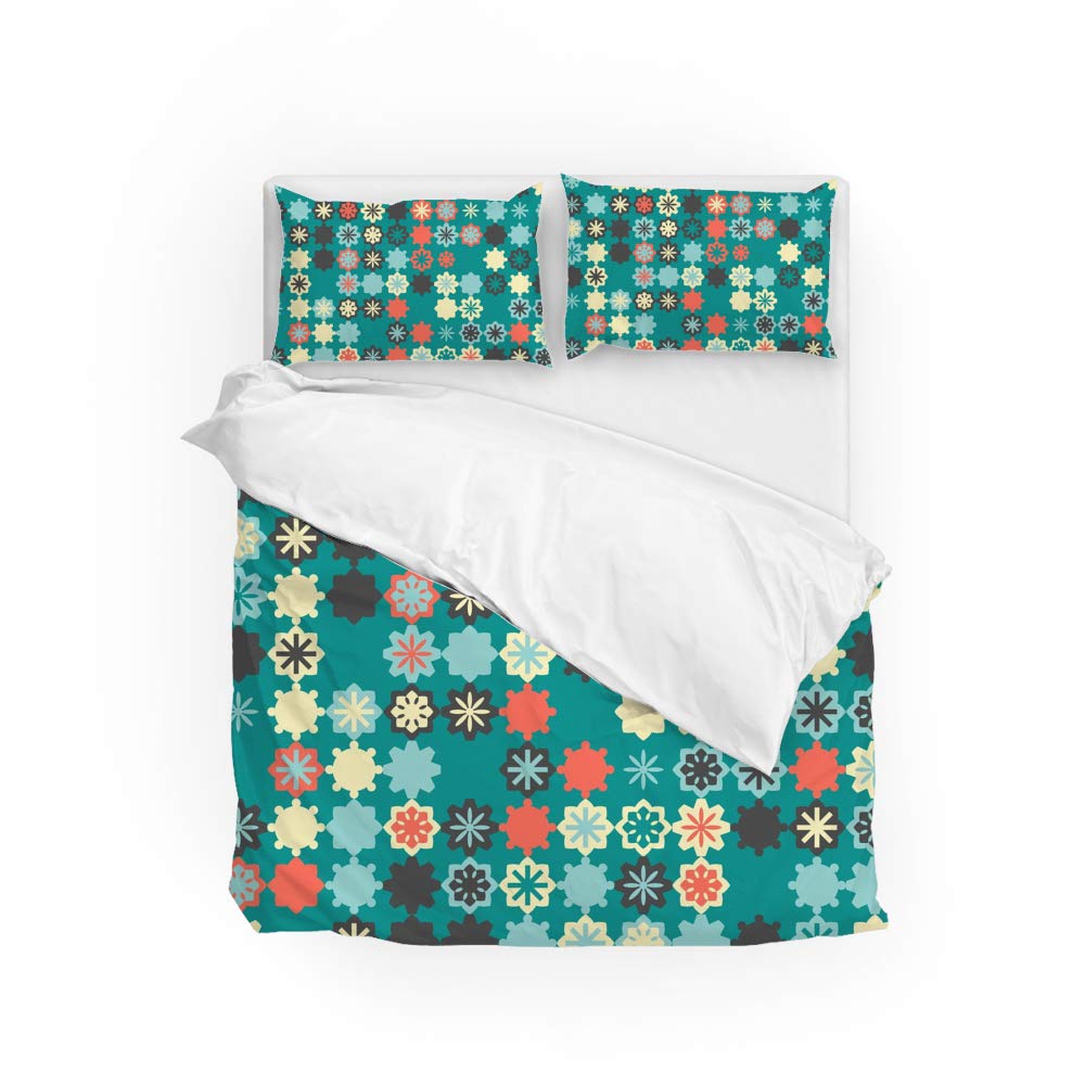 Parure de lit avec housse de couette vert géométrique taille simple