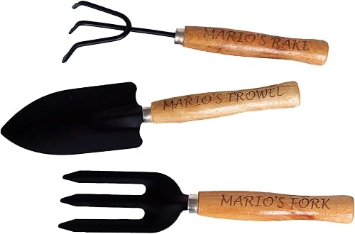 Awerise Personalized Garden Tools Set of 3, Rake, Fork and Trowel, Birthday Gifts, Retirement Gifts, Xmas Gifts, Father Gifts