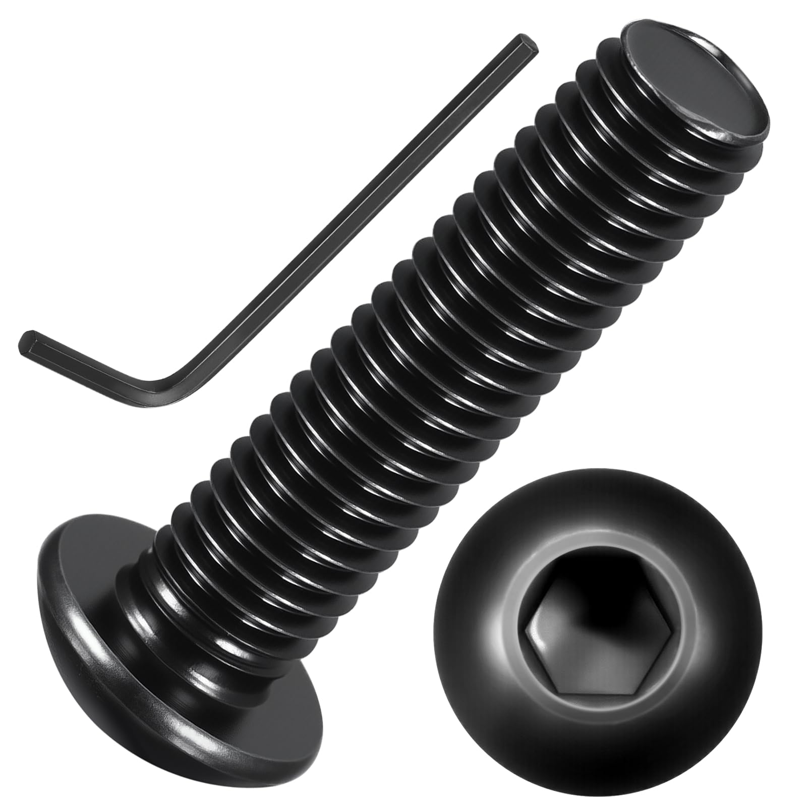 Kozelo 20pcs Button Head Socket Cap Screws - [M8-1.25x30mm] Zinc-Nickel Coated Good for Automotive, Marine & Outdoor Use Road Bicycle, Mountain Bike, Motorcycle - Alloy Steel - Black