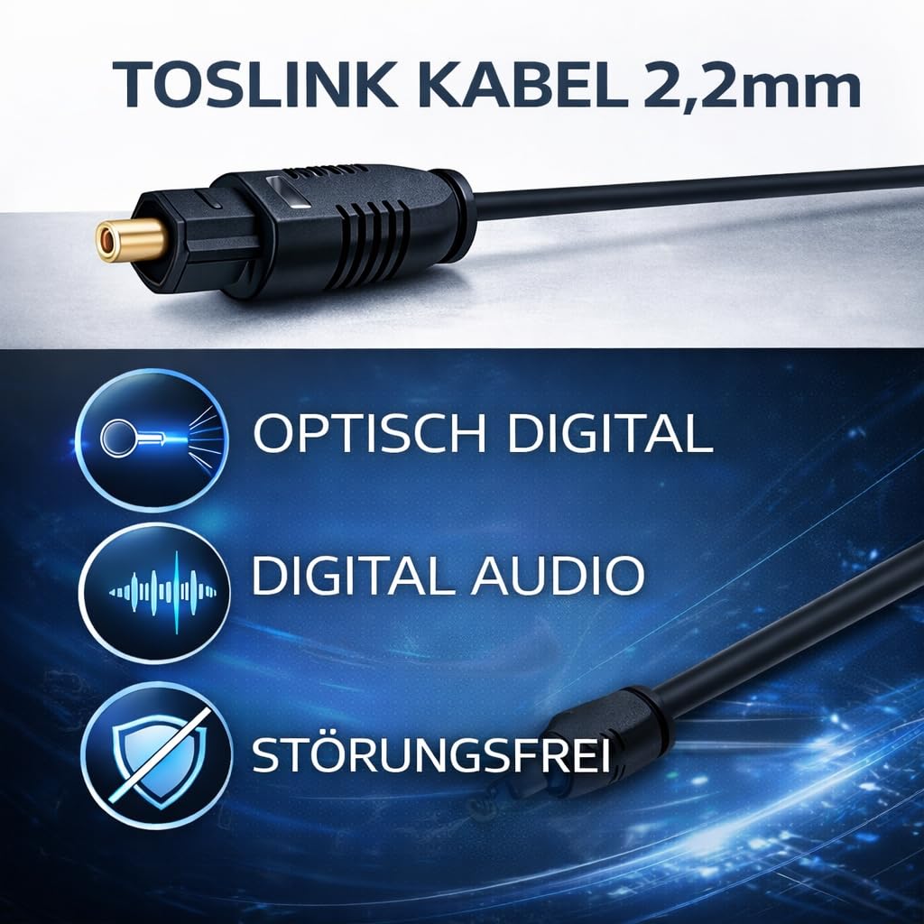 PerfectHD - Cavo Toslink ottico maschio-maschio, diametro 2,2 mm - 20 metri - 1 pezzo
